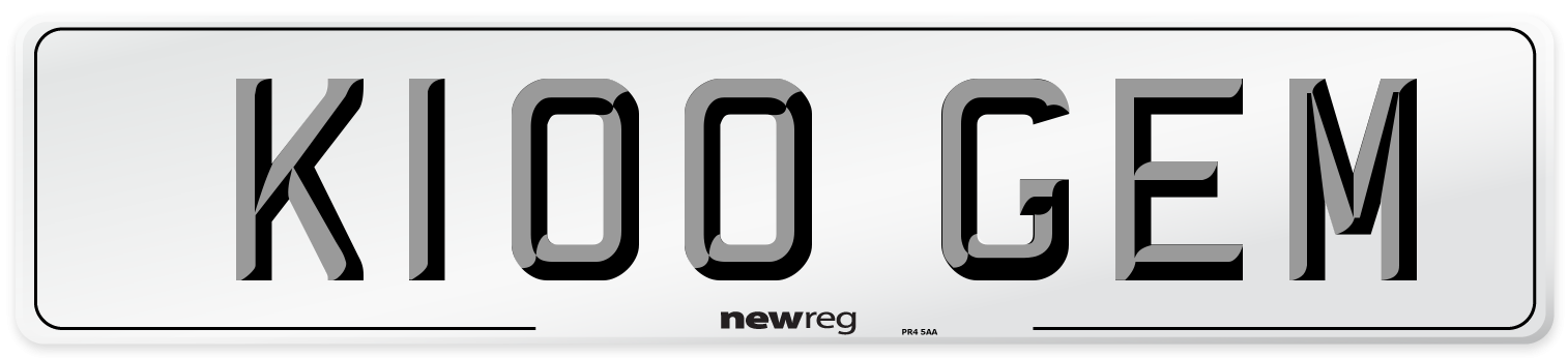K100 GEM Number Plate from New Reg